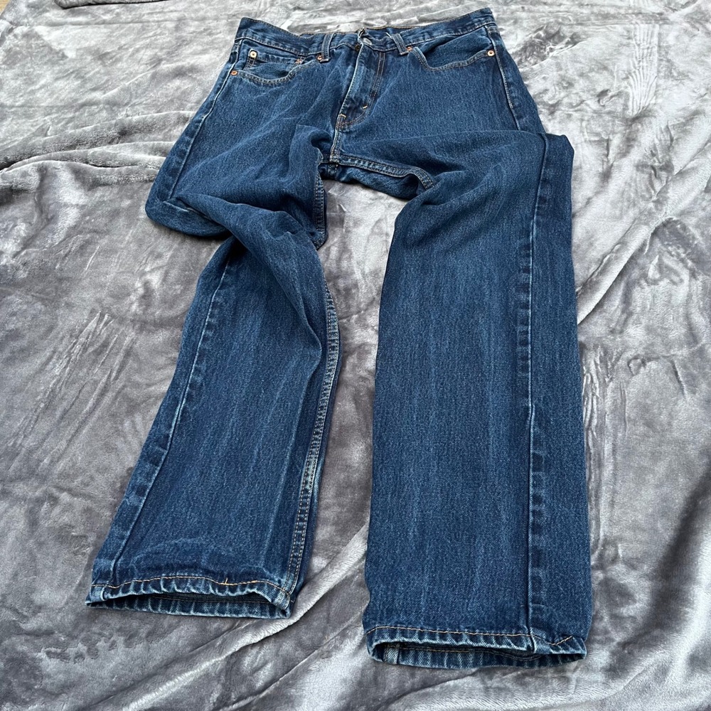 Levis 505 Regular Fit Straight Leg Dark Wash Denim Jeans Mens 33x32